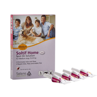 אמפולות סולטיף הום Soltif Home נגד פרעושים וקרציות לכלבים בינוניים 15-25 ק”ג