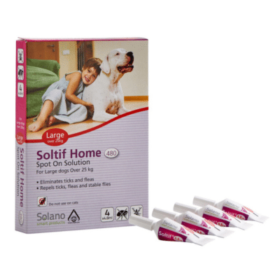 אמפולות סולטיף הום Soltif Home נגד פרעושים וקרציות לכלבים גדולים 25 ק”ג ומעלה