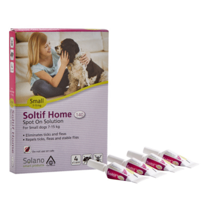 אמפולות סולטיף הום Soltif Home נגד פרעושים וקרציות לכלבים קטנים 15–7 ק”ג