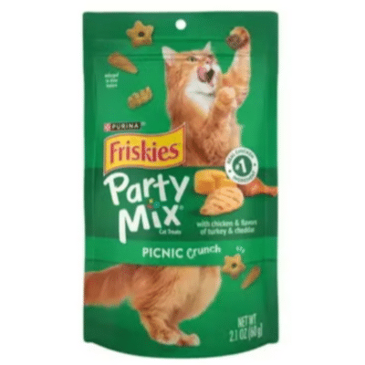 שקית חטיפי פריסקיז Party mix פיקניק קראנץ' לחתול בצבע ירוק
