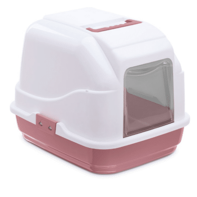 שירותים סגורים לחתול דגם איזי קט (Easy Cat) של מותג IMAC בצבע ורוד ולבן